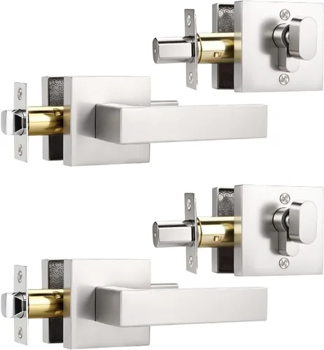 Miniatura 20 de KNOBWELL - Pomo resistente para puertas exteriores con cerradura de seguridad de doble llave y cuadrada; juego de picaportes para puertas