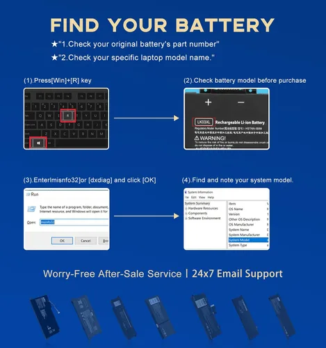 Miniatura 8 de LK03XL - Batería de repuesto para portátil HP Envy x360 49.2 ft-cn0012dx/49.2 ft-cn0011dx convertible, batería de iones de litio de 3 celdas de 52.5