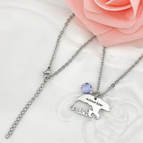Miniatura 3 de YOUFENG Collar para mamá o madre con colgante de oso de 12 meses para mujeres y niñas, Cristal, circonita