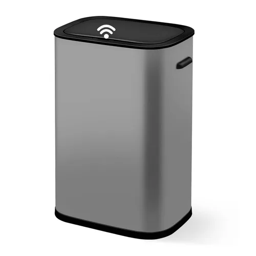 Miniatura 10 de Fashionwu Bote de basura rectangular de acero inoxidable de 50L/13 galones con pedal de pie, tapa de cierre suave plateado