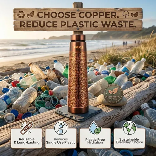 Miniatura 6 de Botella de agua de cobre 100 % puro de 30 onzas – Vaso ayurvédico hecho a mano A prueba de fugas sin BPA Sin forro sin revestimiento Acabado