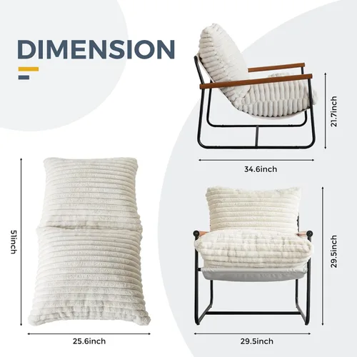 Miniatura 2 de MAXYOYO - Silla con acento, silla con reposabrazos de sherpa para la sala de estar, sillas de acento modernas de mediados de siglo, silla de lectura