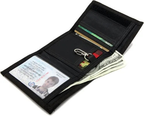 Miniatura 2 de Cartera de bloqueo de RFID (identificación de frecuencia de radio) de tres partes de lona, para deportes al aire libre, para niños. Cartera