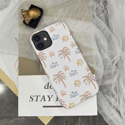 Miniatura 6 de Funda compatible con iPhone 11, resistente a arañazos, funda híbrida de 2 capas con carcasa dura, diseño de cocoteros de playa de verano