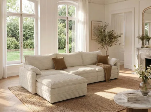 Miniatura 63 de Vesgantti 2 Piece Loveseat & 3 Seater Sofa Set, Modular Cloud Couch, Beige