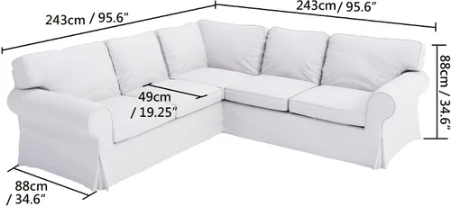 Miniatura 3 de Funda de repuesto para sofá Ektorp 2 2 de algodón compatible con IKEA Ektorp esquinero o seccional (gris denso más claro)