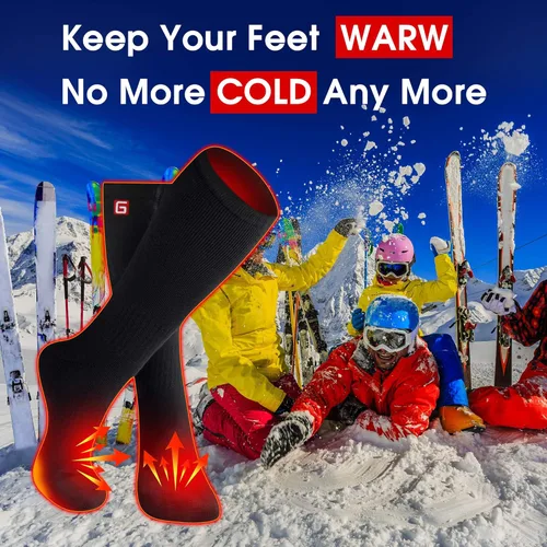 Miniatura 9 de Calcetines con calefacción con batería eléctrica recargable, para mujeres y hombres. Para invierno, esquí, deportes al aire libre. M/L Negro