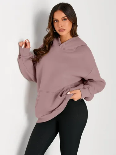 Miniatura 145 de Trendy Queen - Sudaderas extragrandes con capucha para mujer, suéteres de manga larga, sin botones, de vellón, de otoño, ropa de invierno