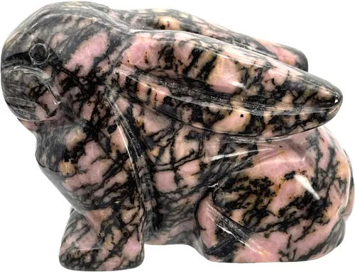 Miniatura 12 de Estatua de conejo sentado de piedra de sangre natural de África de 2 pulgadas, escultura decorativa de Fengshui para decoración del hogar, cristal