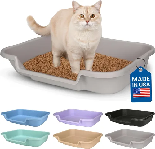 Miniatura 51 de KittyGoHere - Caja de arena para gatos mayores, sartén pequeña con cuchara jumbo de mango largo, caja de arena para gatos de entrada baja, ligera