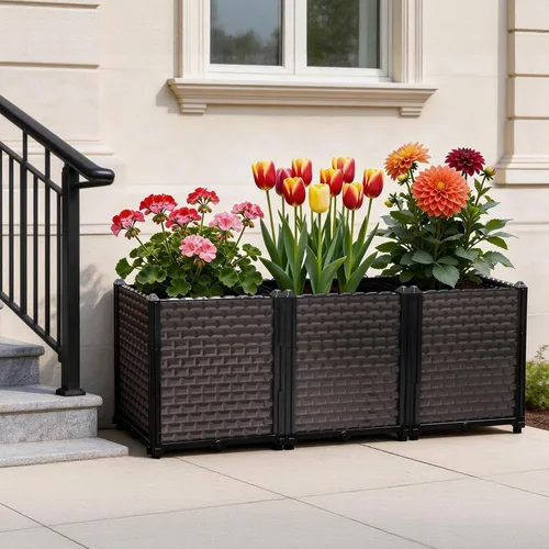 Miniatura 2 de Macetas grandes para plantas de exterior, profundas, 20 pulgadas de alto, camas elevadas para jardinería con riego automático, maceta elevada
