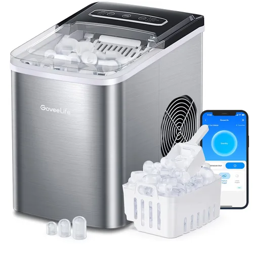 GoveeLife Fabricadores de hielo inteligentes para encimera, máquina de hielo portátil con autolimpieza, 6 min 9 hielos tipo bala, 26 lbs/24 horas,