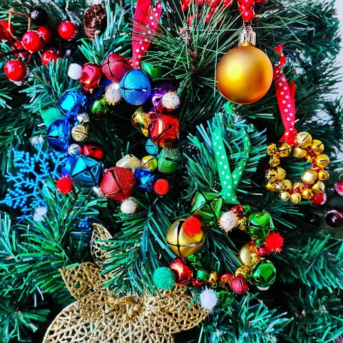 Miniatura 3 de Winlyn Juego de 475 coronas de cascabel de Navidad, adornos para árbol de Navidad, kit de manualidades, tallos de felpilla metálica, pompones