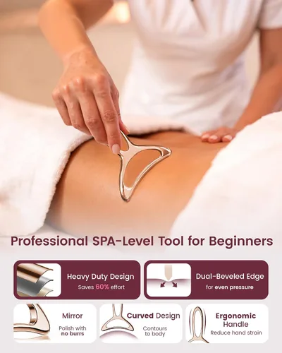 Miniatura 5 de lifechill Masajeador de drenaje linfático y herramientas de masaje anticelulitis para esculpir el cuerpo, gua sha de metal y raspador muscular