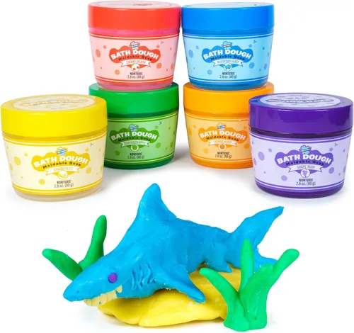 Tub Works® Bath Dough™ Juguete de baño de jabón moldeable para niños, variedad de 6 unidades | Forma, moldea y crea arte de bañera con masa jabonosa