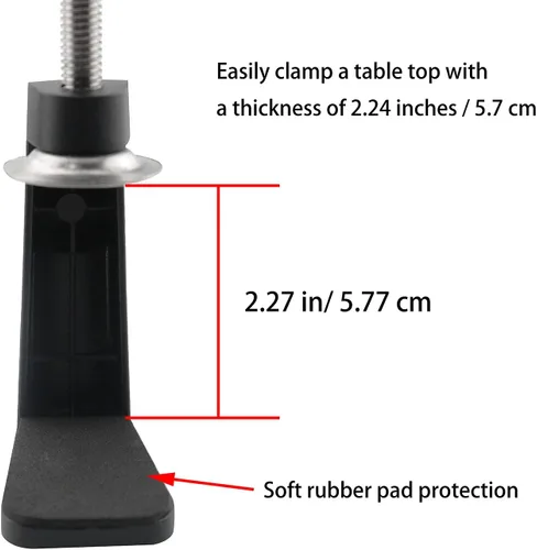 Miniatura 3 de Abrazadera en C negra Soporte voladizo Abrazadera Soporte de abrazadera de lámpara de escritorio Accesorios de clip Manguera Base de brazo oscilante