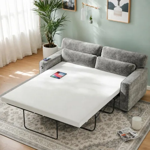 Miniatura 10 de Marsail Sofá cama extraíble, sofá cama tamaño Queen con colchón de espuma viscoelástica, sofá cama convertible 2 en 1 de felpilla con 2 fundas