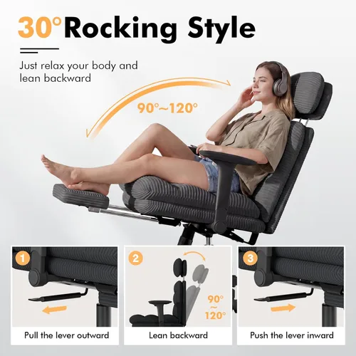 Miniatura 6 de GXJ Silla cruzada con brazos abatibles, silla de oficina ejecutiva con reposapiés, silla de oficina con patas cruzadas G800 Plus, almohada lumbar