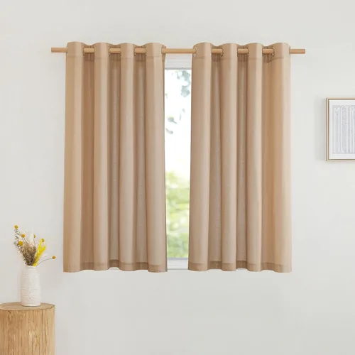 Miniatura 154 de NICETOWN Cortinas de lino natural con textura de lino para dormitorio, mezcla de lino rústica con ojales en la parte superior, semitransparentes