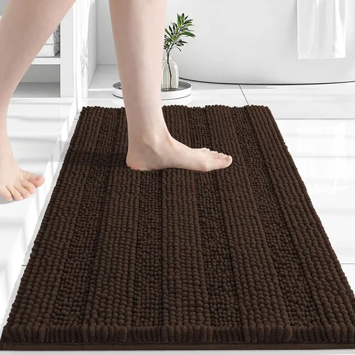Miniatura 232 de Grandaily Alfombras de baño de felpilla a rayas de 24 x 16 pulgadas, extra gruesas y suaves, absorbentes, parte trasera de goma, alfombra de ducha