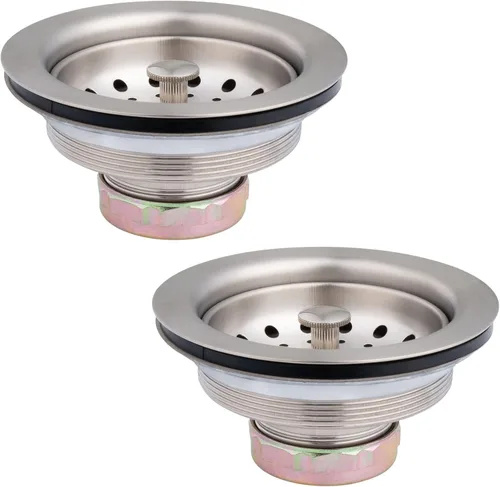 Miniatura 7 de Artiwell Paquete de 2 coladores y tapones para fregadero de cocina, conjunto de drenaje de cocina de 3-1/2 pulgadas con colador y tapón