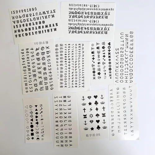 Miniatura 7 de 30 hojas de calcomanías temporales para tatuajes del alfabeto, tatuajes de dedos, letras negras en inglés, nombre de bricolaje, tatuajes de corona