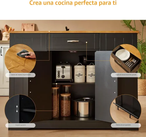Miniatura 8 de ONBRILL Las islas de cocina estacionarias incluyen 2 sillas, isla de cocina de 47 pulgadas con hoja caída, mesa de bar para el hogar con estante