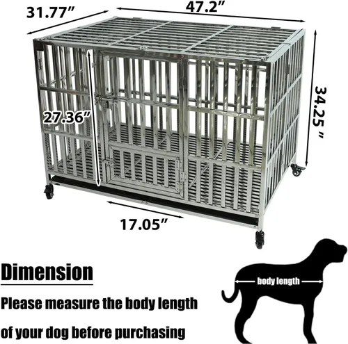 Miniatura 2 de Confote Jaula de metal resistente de 37 pulgadas, jaula para mascotas de alta ansiedad con ruedas bloqueables y puertas dobles para perros pequeños