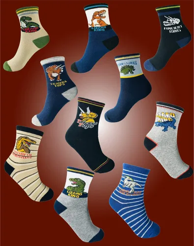 Miniatura 5 de Calcetines de dinosaurio para niños de 4 a 7 años, el mejor regalo de 7 a 10 años, calcetines de algodón para niños, paquete de 5