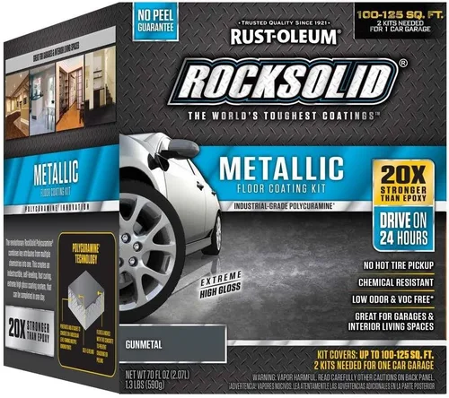 Miniatura 11 de Kit de piso para cochera de aspecto metálico de bala de plata Rust-Oleum RockSolid., Paquete de 1