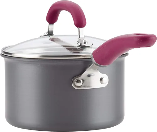 Miniatura 6 de Rachael Ray Create Delicious - Juego de ollas y sartenes antiadherentes anodizadas duras, 11 piezas, asas burdeos Asas Borgoña