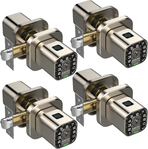 Miniatura 9 de Richelock Pomo de puerta de huellas dactilares, cerradura biométrica inteligente con teclado, perilla de puerta de código de entrada sin llave