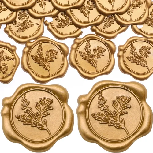 Miniatura 16 de SWANGSA 50 Pcs 3D Bow Wax Seal Stickers, Antique Gold Self Adhesive Wax Seal Stickers for Wedding Party Invitations, Envelopes, Greeting Cards, Gift
