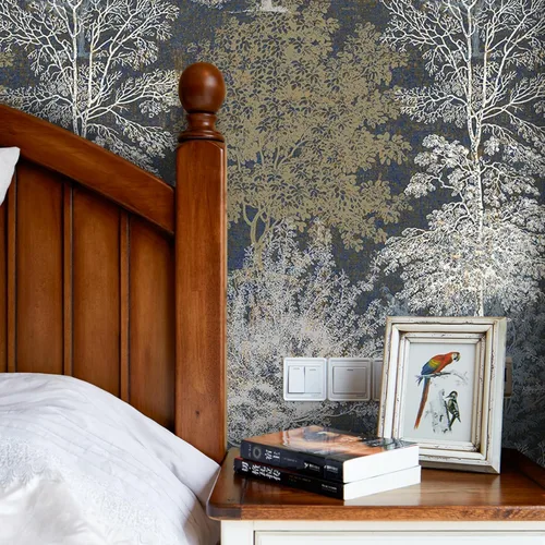 Miniatura 6 de Papel tapiz vintage para despegar y pegar, diseño de árbol dibujado a mano para baño, paredes de dormitorio, armarios, estantes, mural de papel