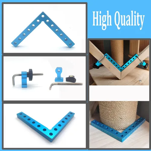 Miniatura 5 de Cuadrados de posicionamiento de 90 grados de 5.5 x 5.5 pulgadas, cuadrados de ángulo recto con 8 abrazaderas, abrazadera de esquina tipo L