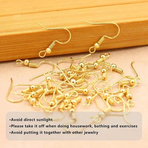 Miniatura 6 de Ganchos para aretes hipoalergénicos 500 unidades/75 pares, kit para hacer aretes, alambres para aretes con ganchos de anzuelo de pescado y anillos