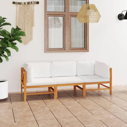 Miniatura 13 de Ensemble de Salon de Jardin 4 Pièces en Teck Crème avec Coussins Polyester, Confortable et Modulaire Pour Terrasse, Balcon ou Jardin, Design