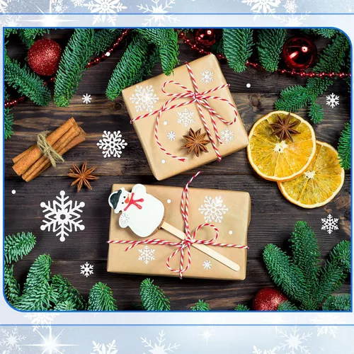 Miniatura 4 de Outus 16 hojas de pegatinas de copo de nieve, pegatinas de invierno brillantes, pegatinas de copo de nieve para fiestas, manualidades de álbum