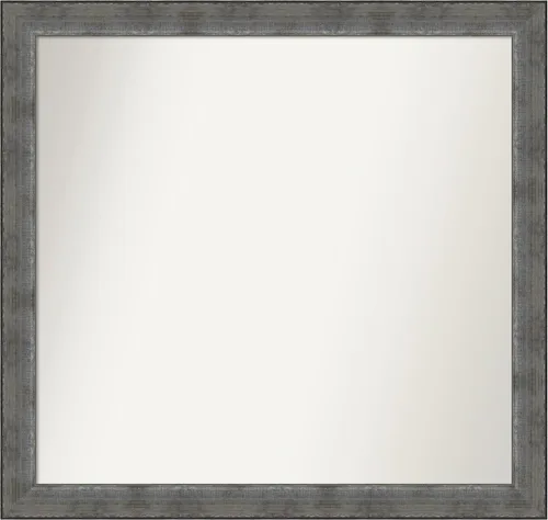 Miniatura 60 de Amanti Art Espejo de baño plateado para sobre el fregadero, 24 x 24 pulgadas, espejo cuadrado de peltre forjado a medida, marco de madera casual