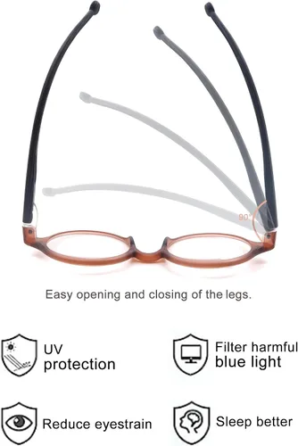 Miniatura 4 de Gafas de Lectura Redondas para Mujeres y Hombres con Bloqueo de Luz Azul, Lectores Circulares Unisex Ultraligeros, Gafas de Lectura sin Prescripción
