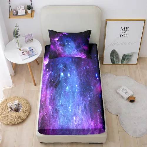 Miniatura 16 de MUSOLEI Juego de sábanas bajeras de teñido anudado para niñas, color rosa y azul, juego de ropa de cama bohemio de 2 piezas, sábana bajera de Tie Dye