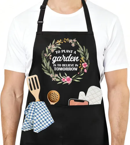 Miniatura 15 de Divertido delantal de cocina para mujeres y hombres, delantal de cocina para hornear con 2 bolsillos, lindo regalo de cumpleaños, Navidad, día