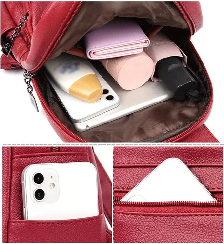 Miniatura 2 de Mochila de moda para mujer, monederos de PU con diseño multiusos, bolso con asa superior (color : negro, tamaño: 30 x 26 x 12)