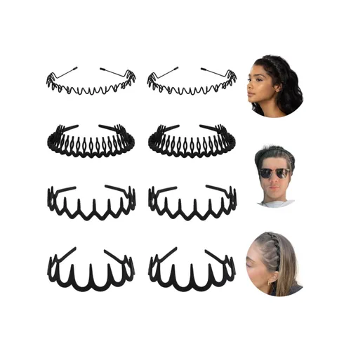 Miniatura 10 de WOVOWOVO Bandas de plástico para el cabello con dientes, 10 paquetes de diademas finas para mujeres, niñas, adolescentes, bandas peine