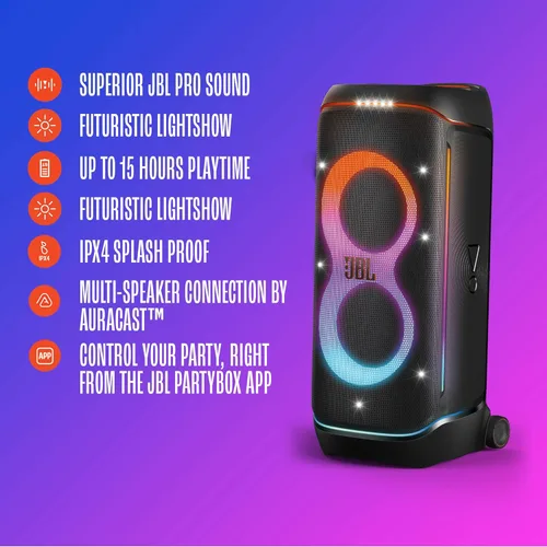 Miniatura 7 de JBL PartyBox 720 - El altavoz de fiesta con batería más potente con sonido profesional superior y un espectáculo de luces futurista, hasta 15 horas