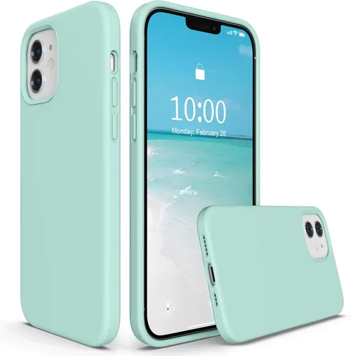 SURPHY Diseñada para iPhone 12 y iPhone 12 Pro de 6.1 pulgadas, funda gruesa de silicona líquida (con forro de microfibra) para iPhone 12 y 12 Pro