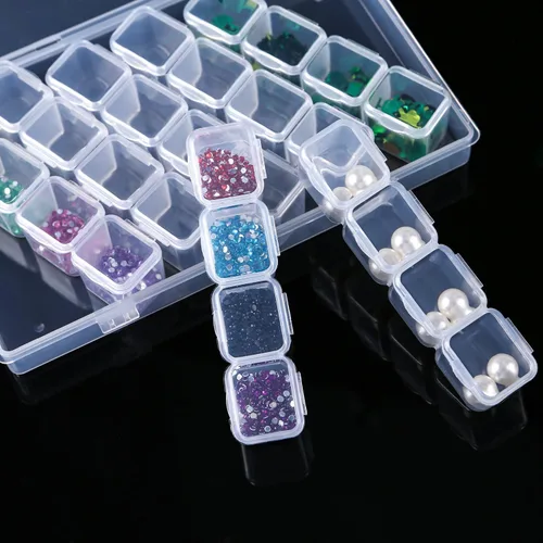 Miniatura 3 de Eiito Contenedores de almacenamiento de pintura de diamantes, 2 piezas de 28 rejillas transparentes para accesorios de pintura de diamantes y cajas