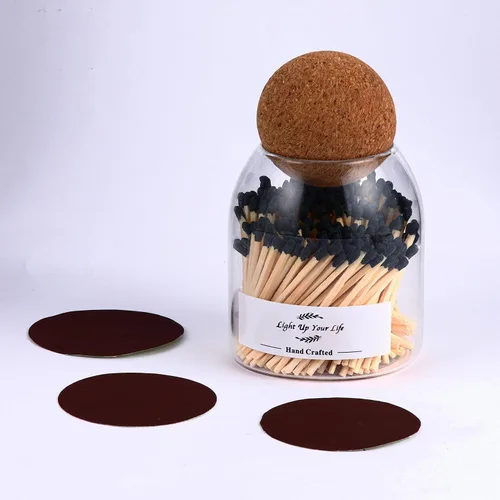 Miniatura 6 de Partidos negros incluidos (150 unidades), soporte para fósforos con golpeador, fósforos de seguridad para velas con golpeador, 150 cerillas de velas