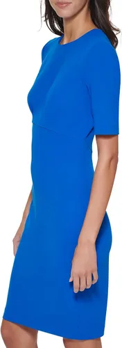 Miniatura 3 de Calvin Klein Womens Crepe Elbow Sleeves Sheath Dress