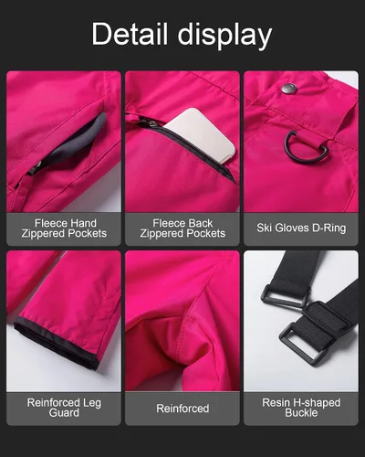 Miniatura 6 de CREATMO US Pantalones de nieve para mujer, baberos de esquí, impermeables, aislados, invierno y snowboard